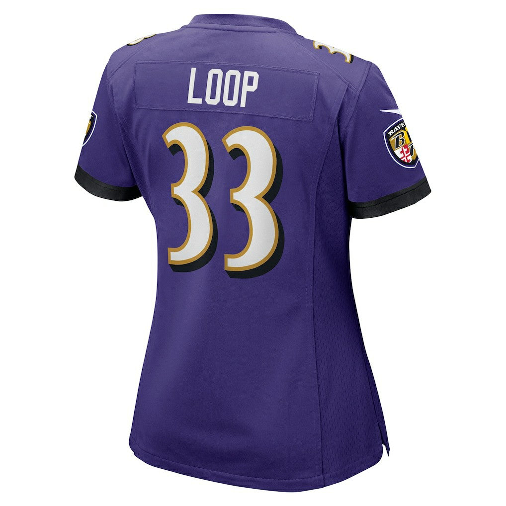 Tyler Loop Baltimore Ravens Women's Team Game Jersey - Purple on sale