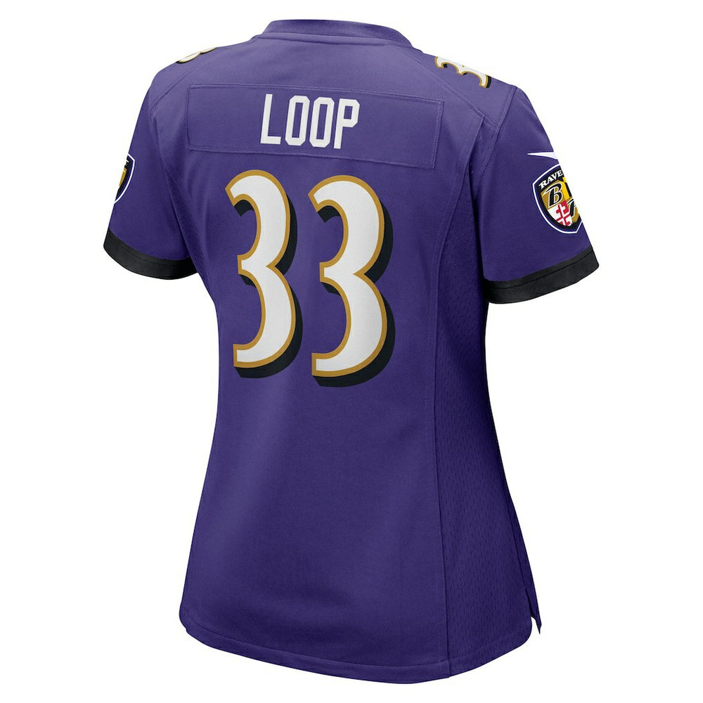 Tyler Loop Baltimore Ravens Women's Team Game Jersey - Purple on sale