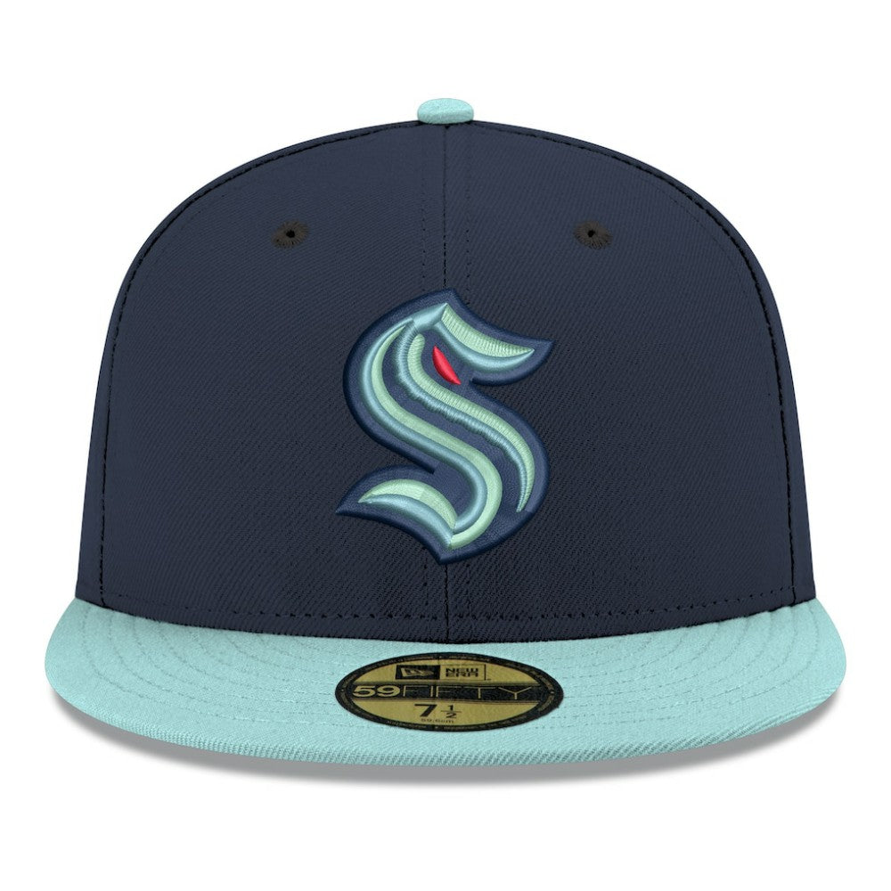 Seattle Kraken New Era Core Logo Two-Tone 59FIFTY Fitted Hat - Navy Hats
