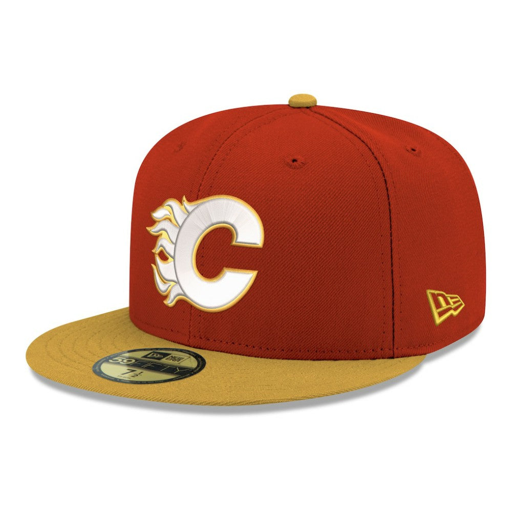 Calgary Flames New Era Core Logo Two-Tone 59FIFTY Fitted Hat - Red Hats