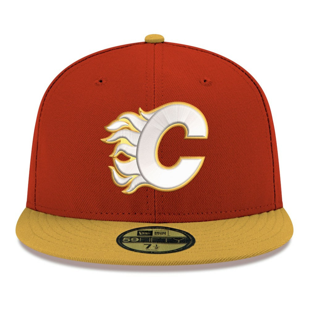 Calgary Flames New Era Core Logo Two-Tone 59FIFTY Fitted Hat - Red Hats