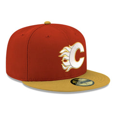 Calgary Flames New Era Core Logo Two-Tone 59FIFTY Fitted Hat - Red Hats