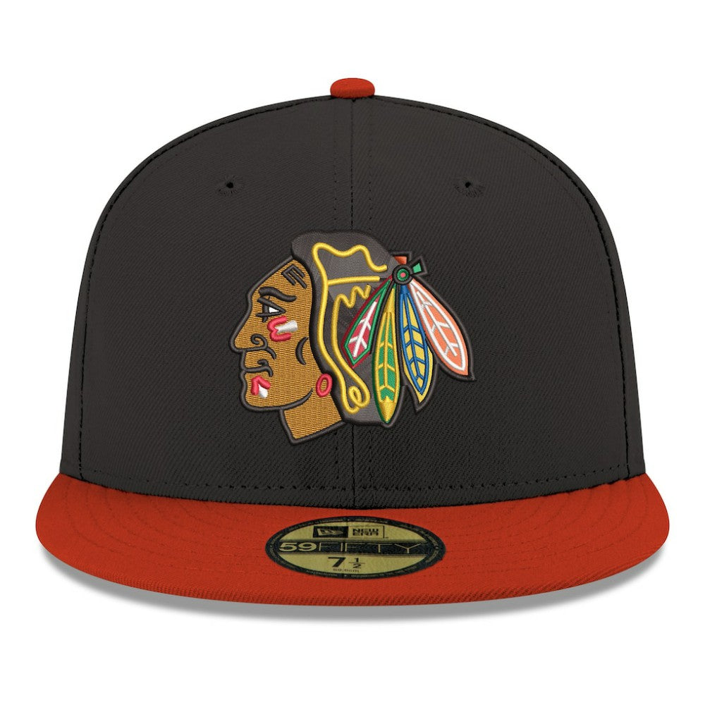 Chicago Blackhawks New Era Core Logo Two-Tone 59FIFTY Fitted Hat - Black Hats
