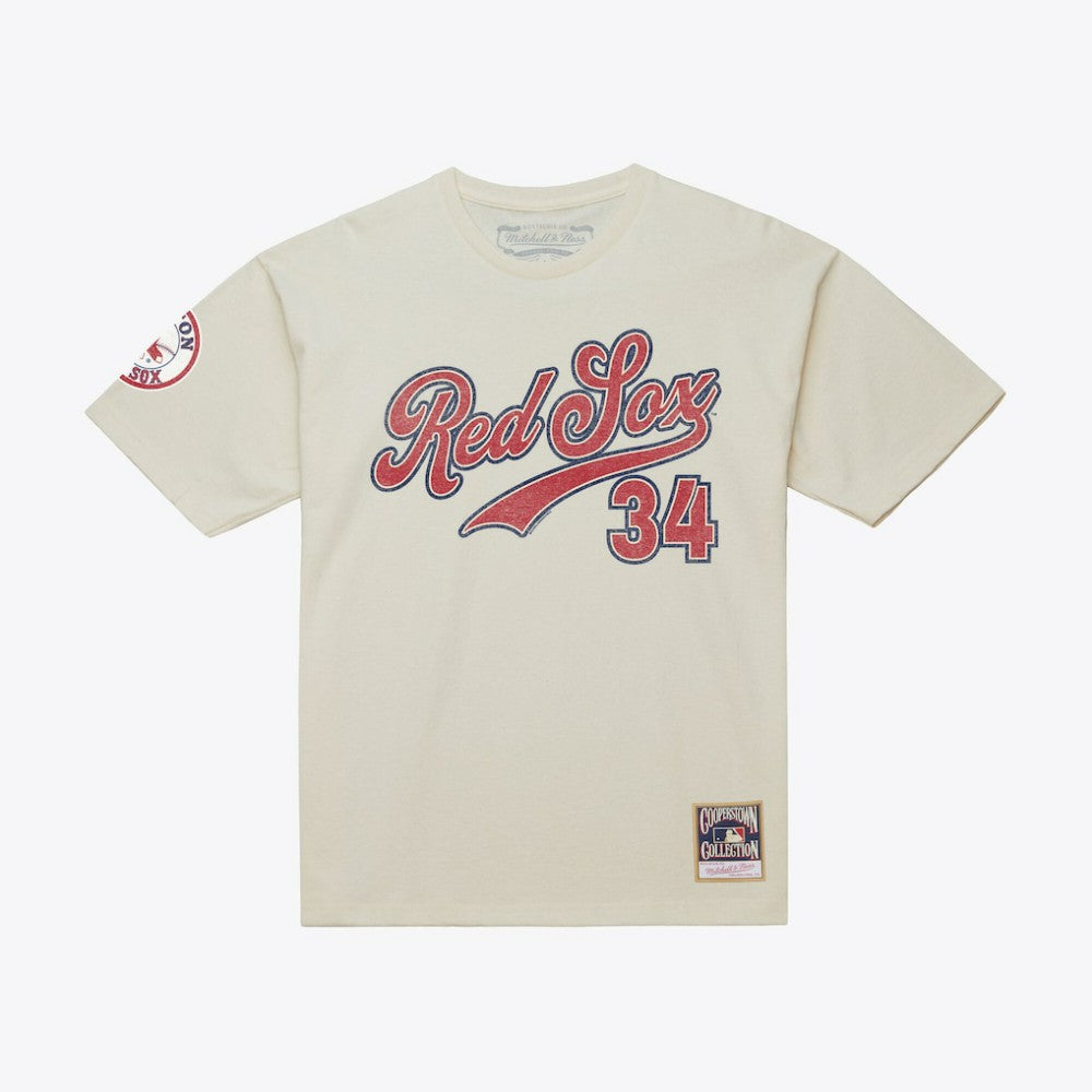 David Ortiz Boston Red Sox Cooperstown Collection Throwback Name & Number T-Shirt Cream