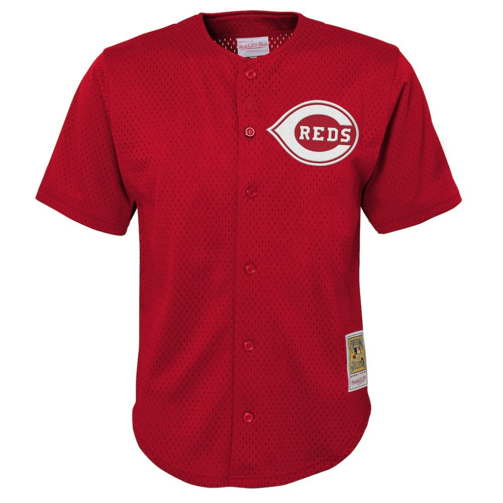 Deion Sanders Cincinnati Reds Youth Cooperstown Mesh Batting Practice Jersey Red