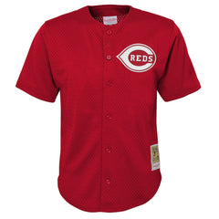 Deion Sanders Cincinnati Reds Youth Cooperstown Mesh Batting Practice Jersey Red