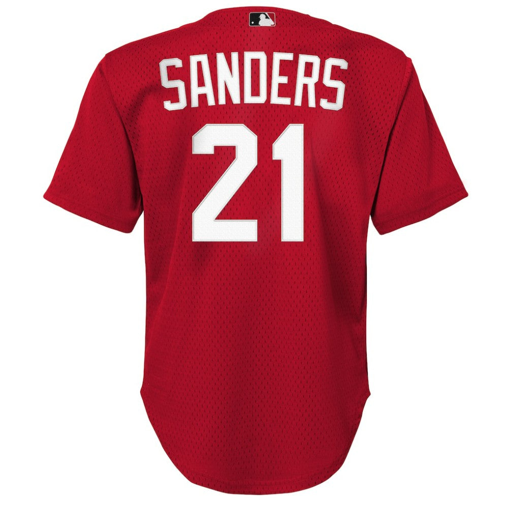Deion Sanders Cincinnati Reds Youth Cooperstown Mesh Batting Practice Jersey Red