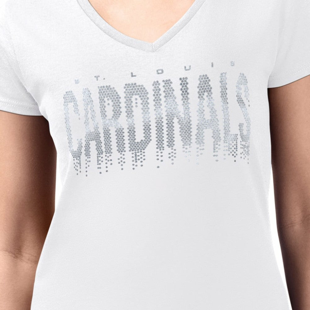 St. Louis Cardinals G-III 4Her by Carl Banks Women's Metallic Drop Lightweight V-Neck T-Shirt White