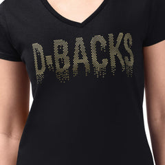 Arizona Diamondbacks G-III 4Her by Carl Banks Women's Metallic Drop Lightweight V-Neck T-Shirt Black