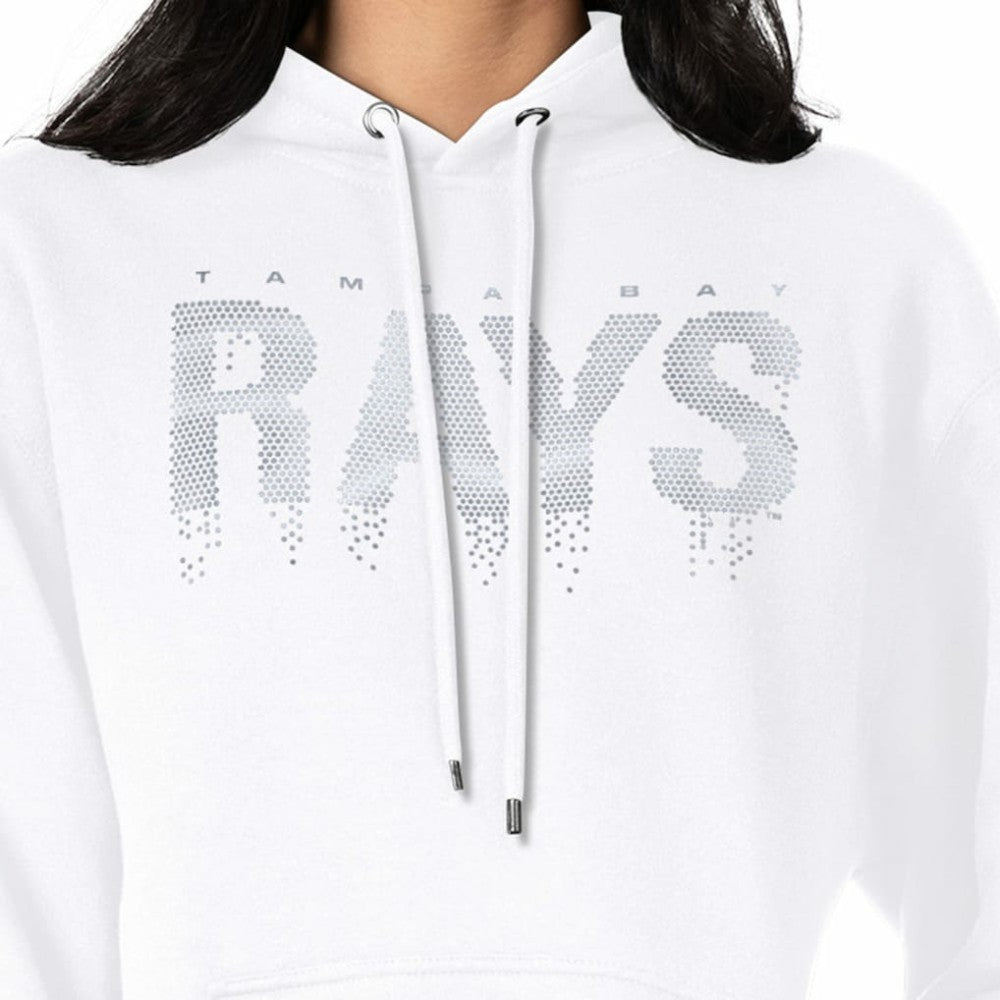 Tampa Bay Rays G-III 4Her by Carl Banks Women's Metallic Drop Fleece Hoodie White