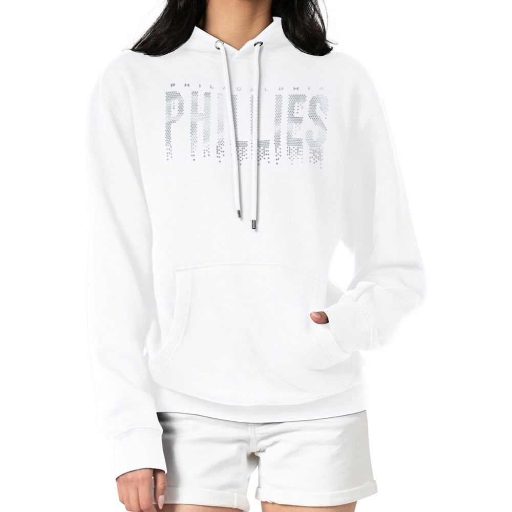 Philadelphia Phillies G-III 4Her by Carl Banks Women's Metallic Drop Fleece Hoodie White