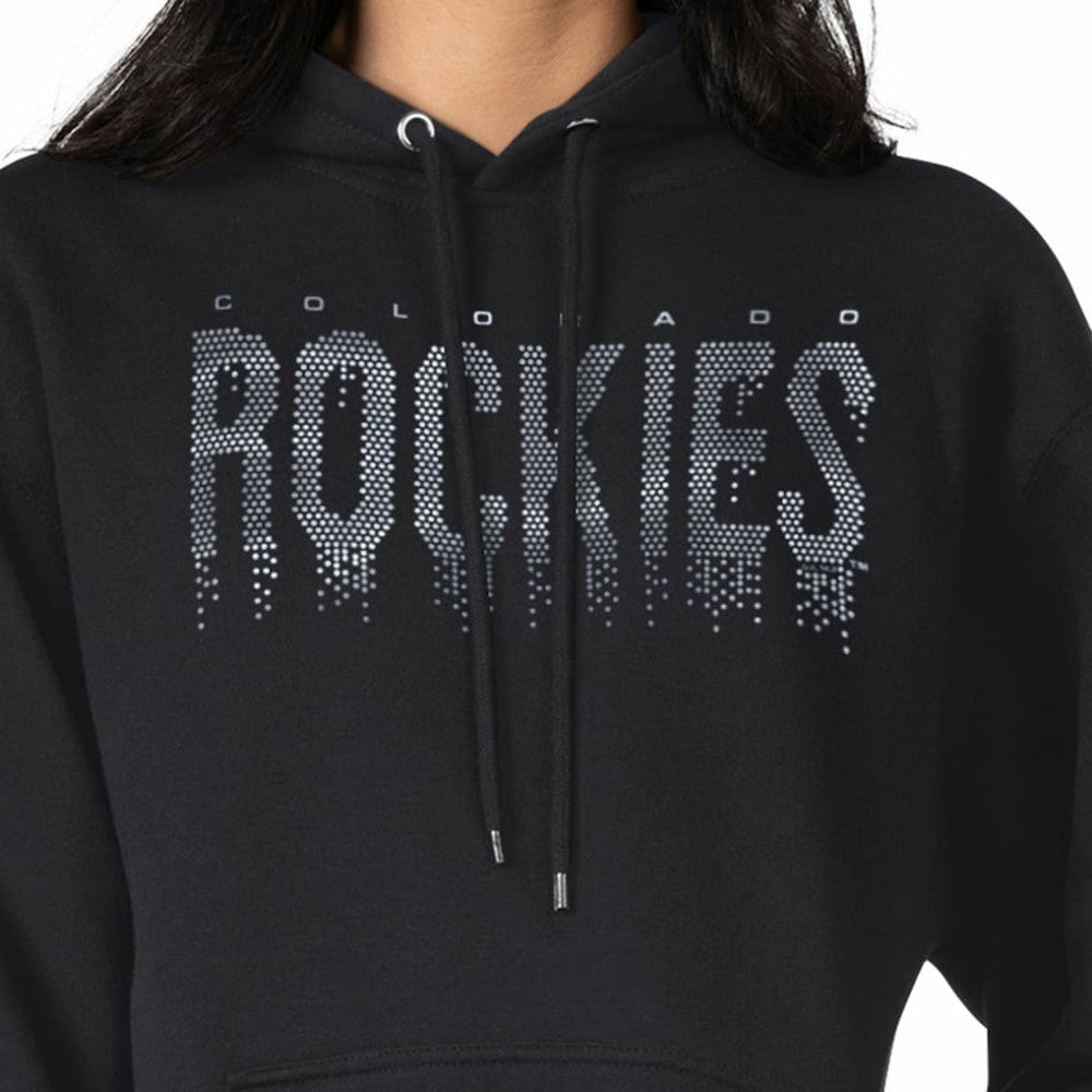 Colorado Rockies G-III 4Her by Carl Banks Women's Metallic Drop Fleece Hoodie Black
