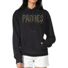 San Diego Padres G-III 4Her by Carl Banks Women's Metallic Drop Fleece Hoodie Black