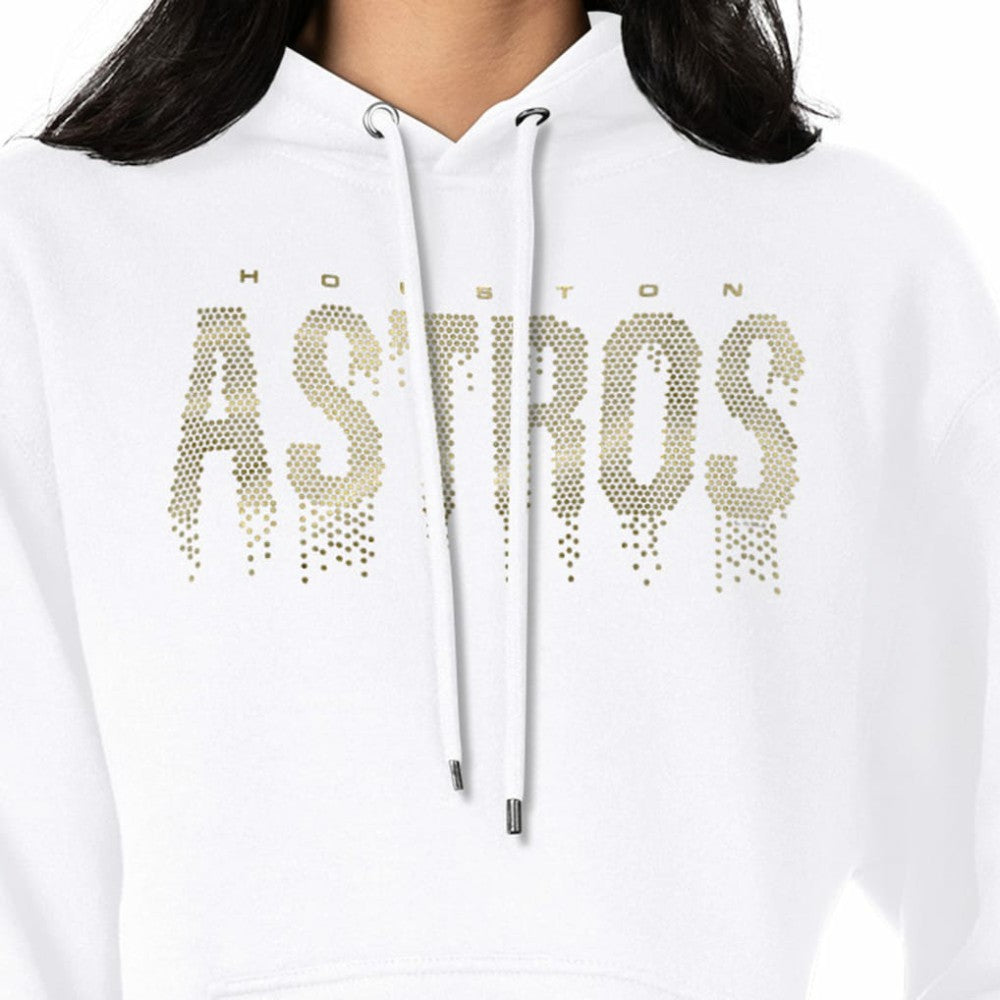 Houston Astros G-III 4Her by Carl Banks Women's Metallic Drop Fleece Hoodie White