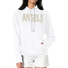 Los Angeles Angels G-III 4Her by Carl Banks Women's Metallic Drop Fleece Hoodie White