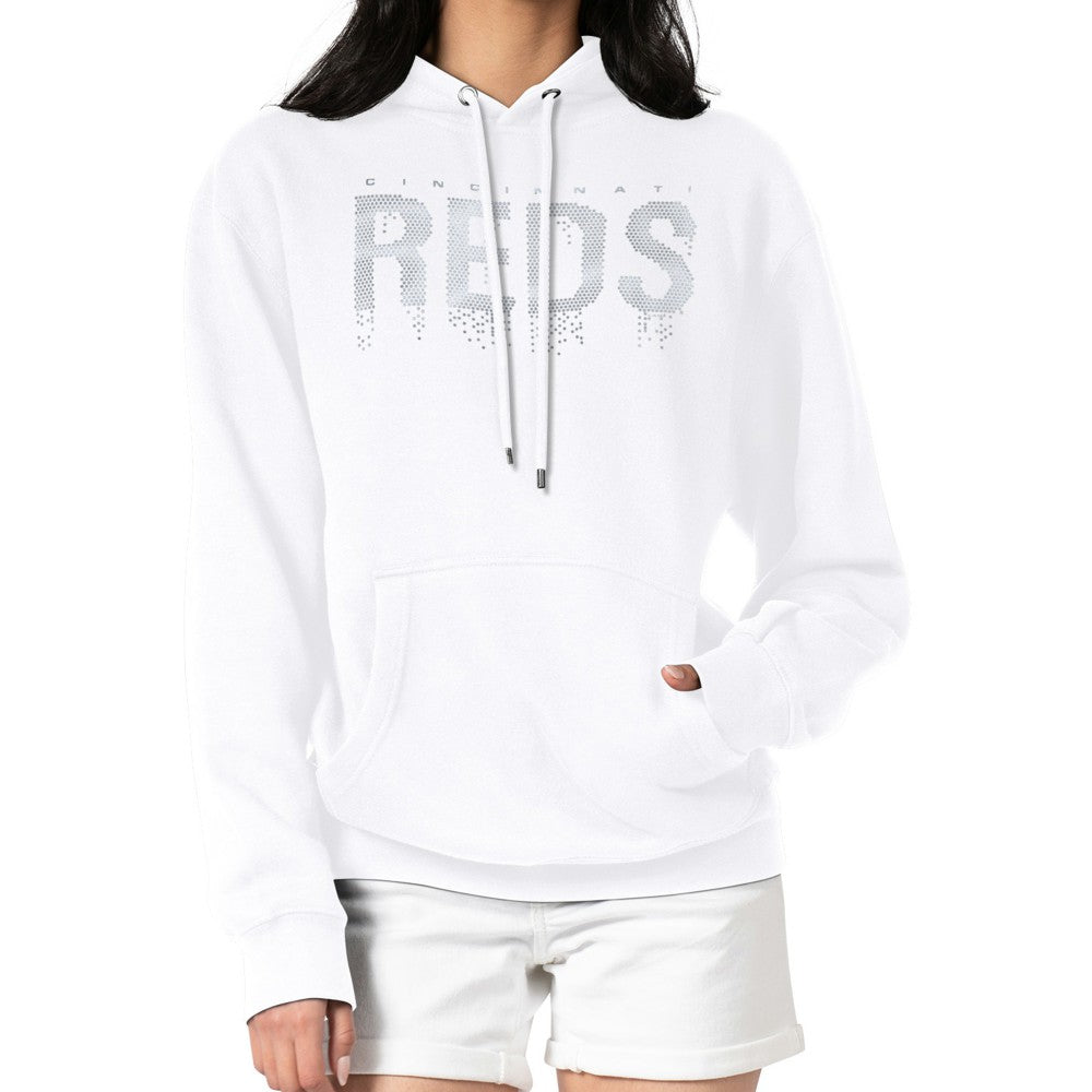 Cincinnati Reds G-III 4Her by Carl Banks Women's Metallic Drop Fleece Hoodie White