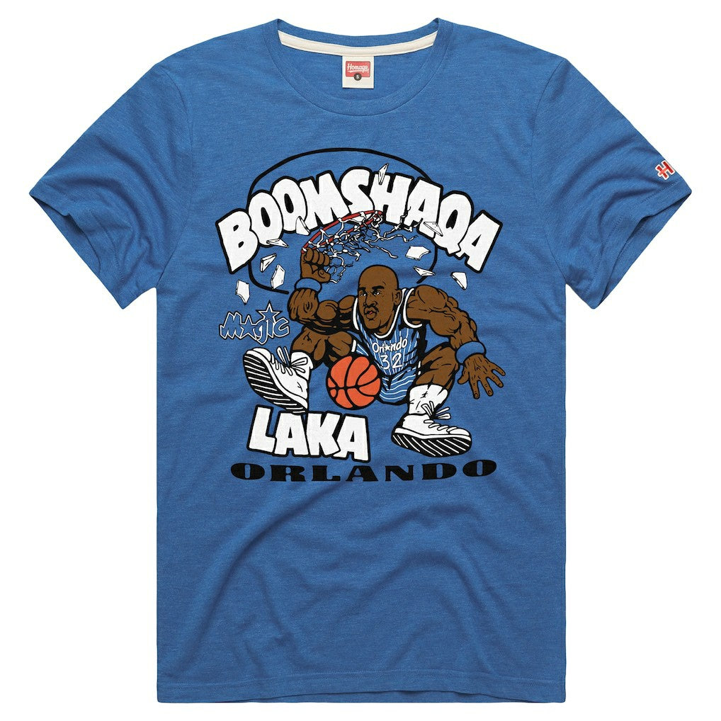 Shaquille O'Neal Orlando Magic Homage Unisex Boomshaqalaka Tri-Blend T-Shirt - Blue discount