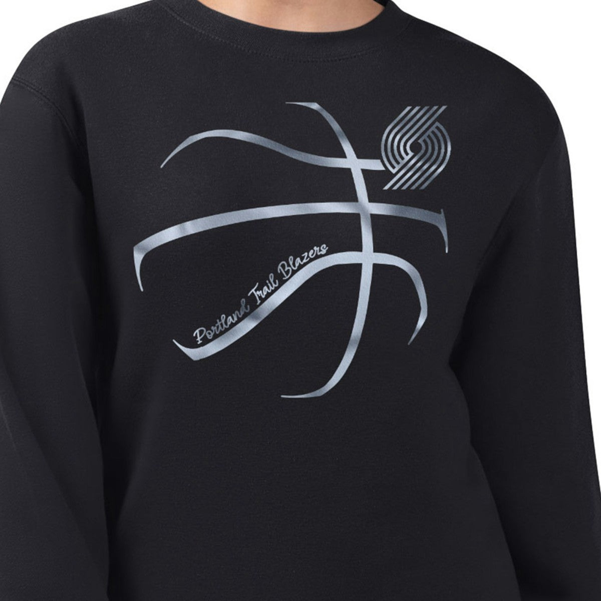 Portland Trail Blazers G-III 4Her by Carl Banks Women's Metallic Print Basketball Sketch Fleece Sweatshirt - Black shop