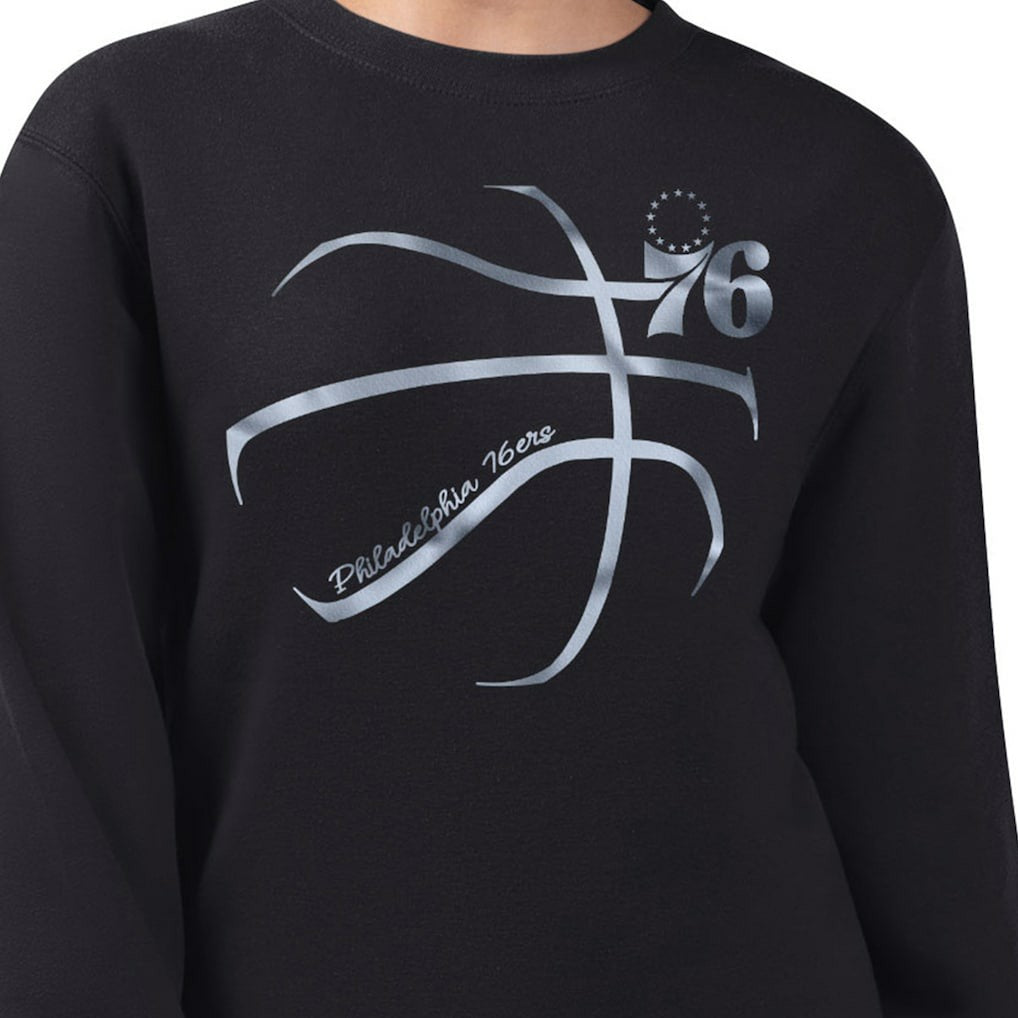 Philadelphia 76ers G-III 4Her by Carl Banks Women's Metallic Print Basketball Sketch Fleece Sweatshirt - Black discount
