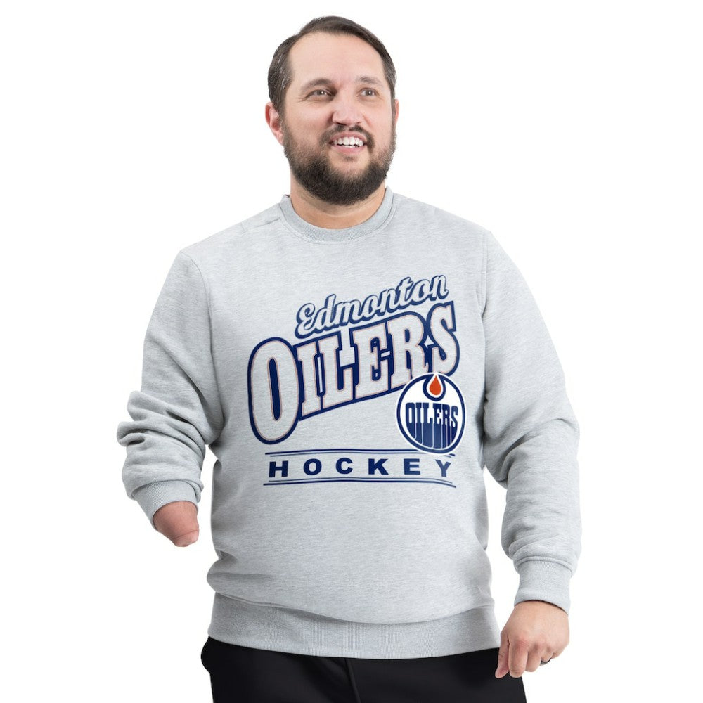 Edmonton Oilers G-III Sports by Carl Banks Adaptive Headliner Fleece Sweatshirt - Gray Sweatshirts
