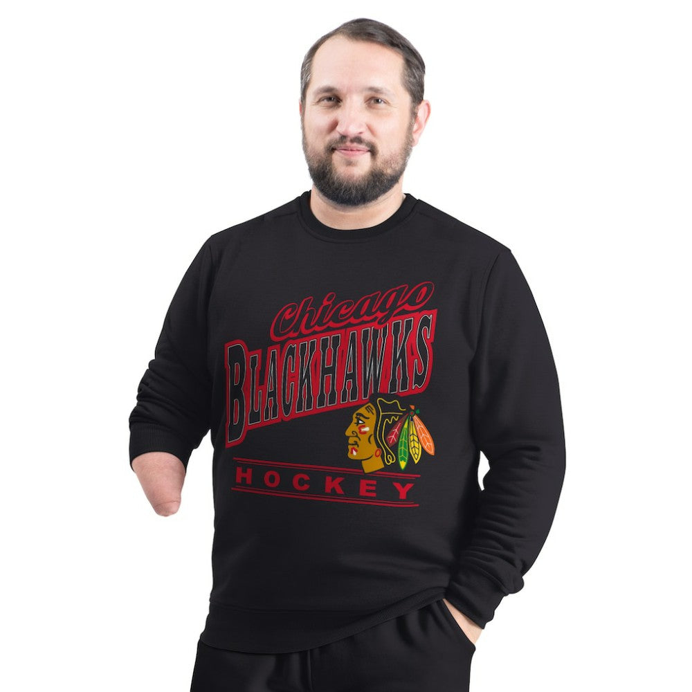 Chicago Blackhawks G-III Sports by Carl Banks Adaptive Headliner Fleece Sweatshirt - Black Sweatshirts