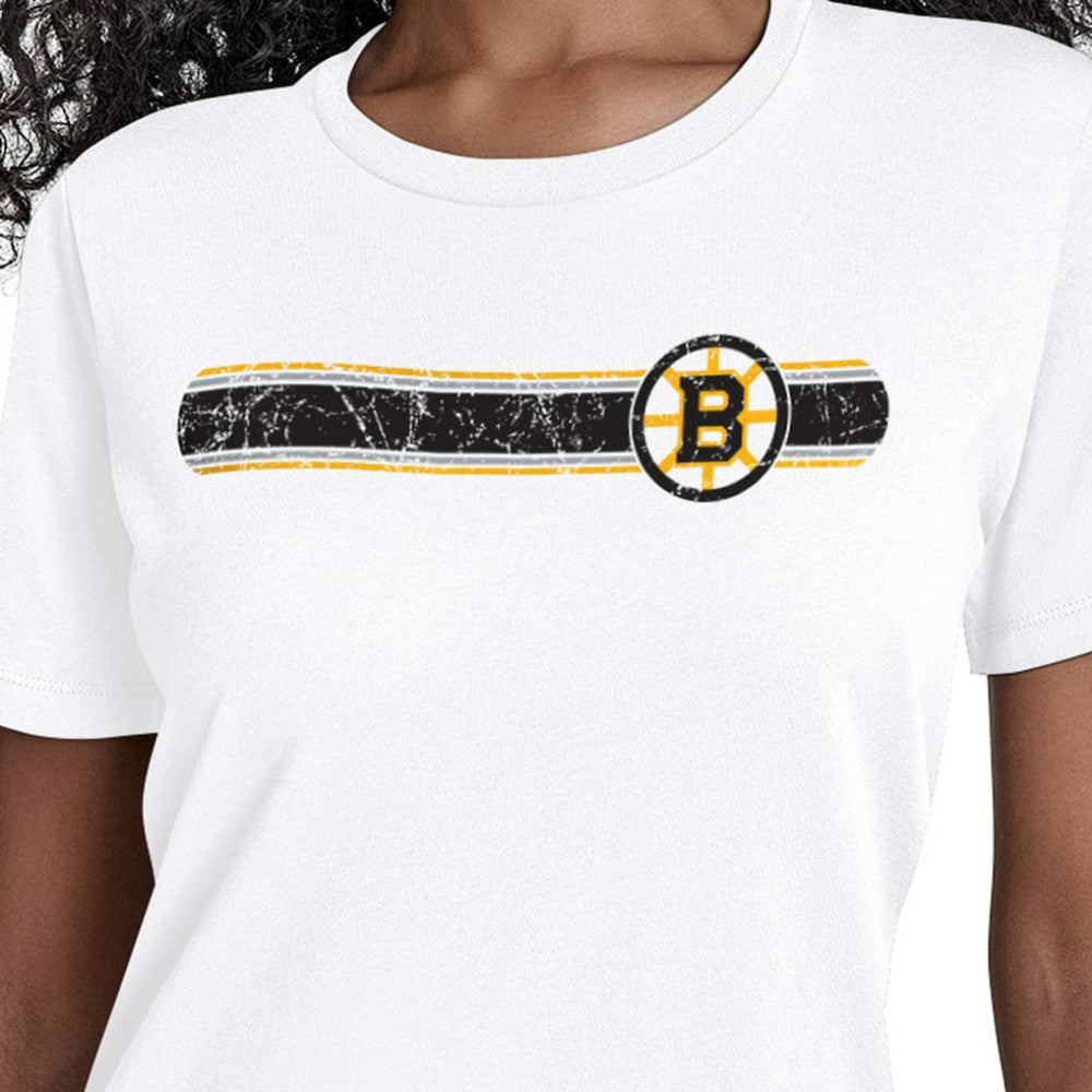 Boston Bruins Starter Women's Team Stripe T-Shirt - White T-shirts