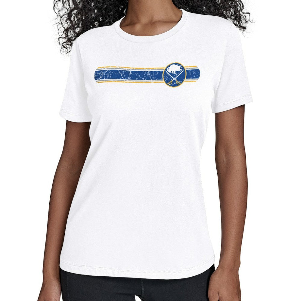 Buffalo Sabres Starter Women's Team Stripe T-Shirt - White T-shirts