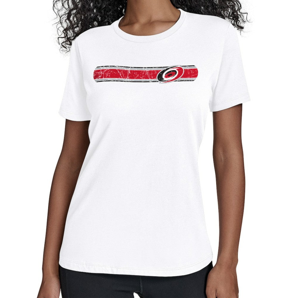 Carolina Hurricanes Starter Women's Team Stripe T-Shirt - White T-shirts