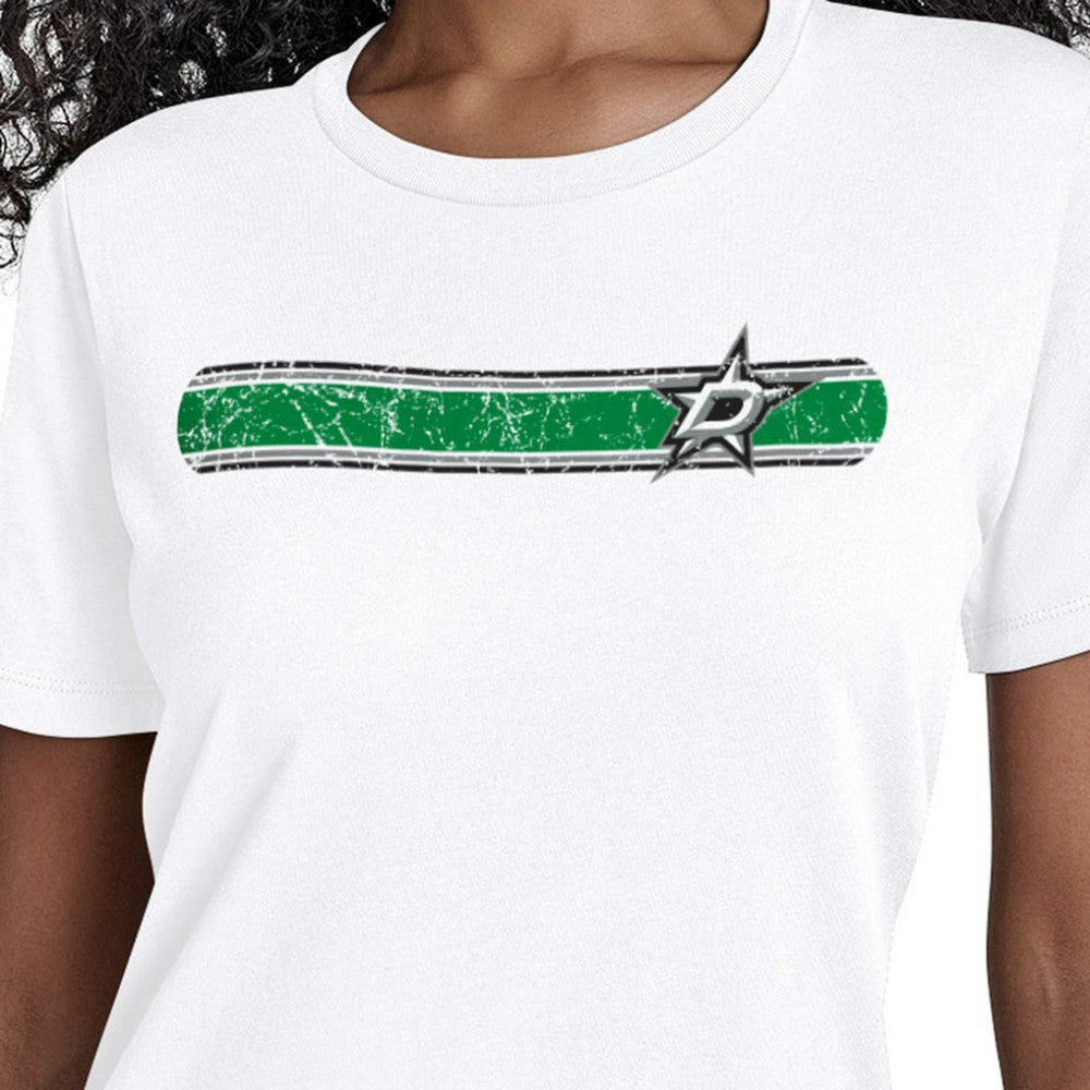Dallas Stars Starter Women's Team Stripe T-Shirt - White T-shirts