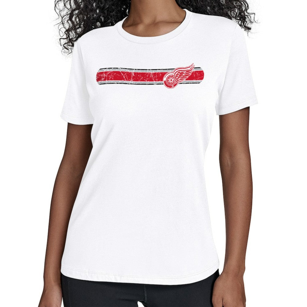 Detroit Red Wings Starter Women's Team Stripe T-Shirt - White T-shirts