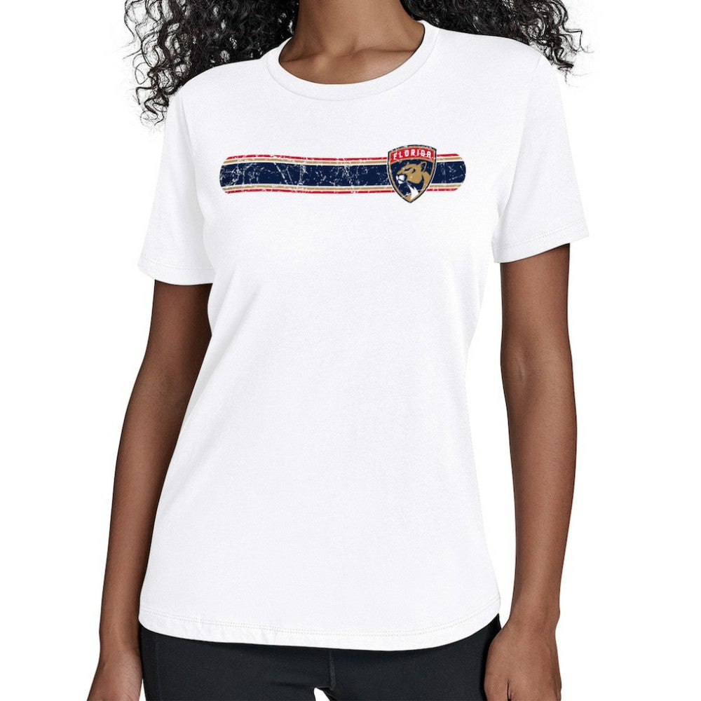 Florida Panthers Starter Women's Team Stripe T-Shirt - White T-shirts