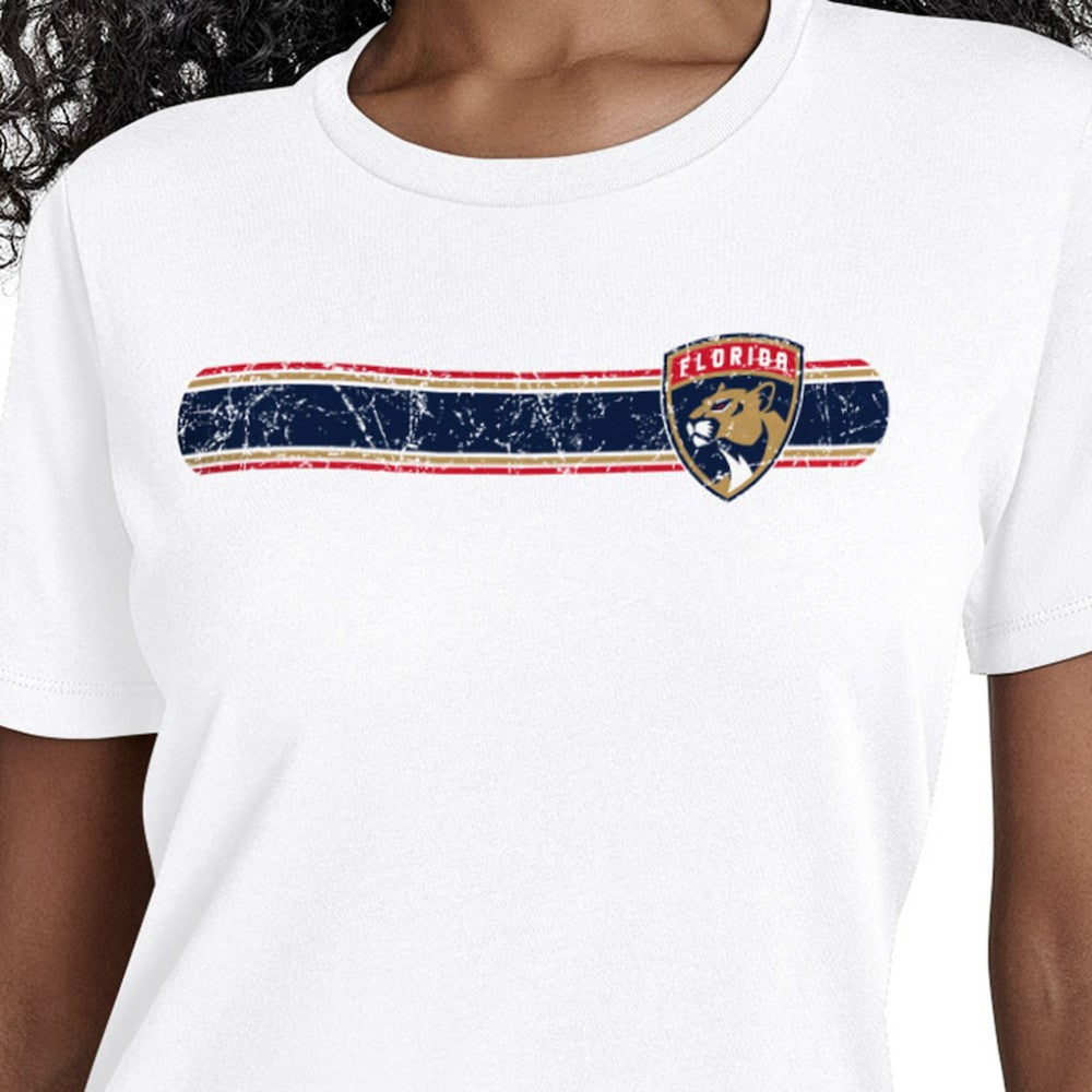 Florida Panthers Starter Women's Team Stripe T-Shirt - White T-shirts