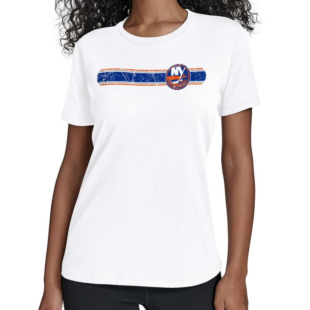 New York Islanders Starter Women's Team Stripe T-Shirt - White T-shirts