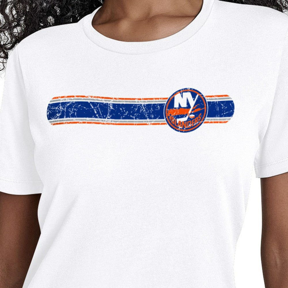 New York Islanders Starter Women's Team Stripe T-Shirt - White T-shirts