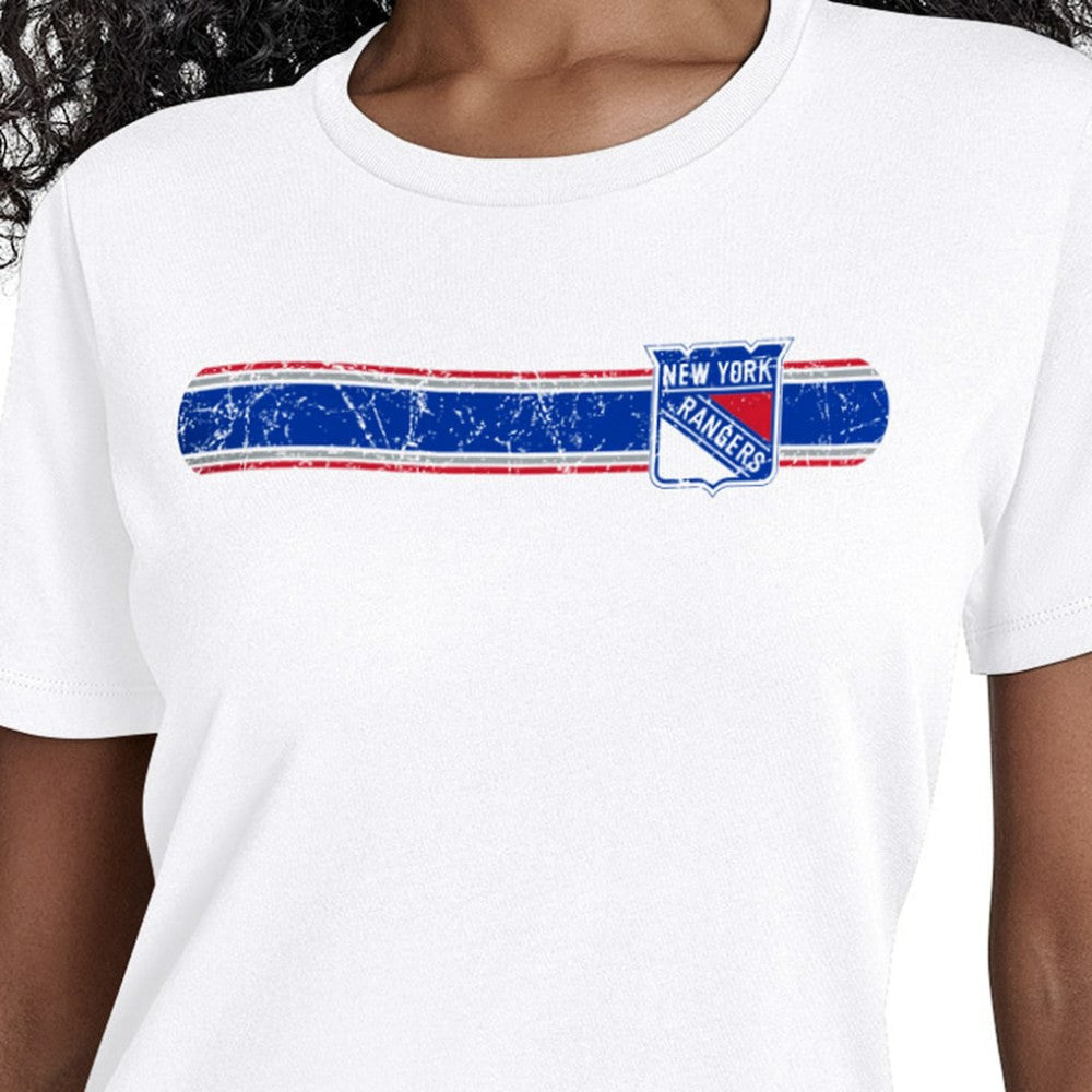 New York Rangers Starter Women's Team Stripe T-Shirt - White T-shirts