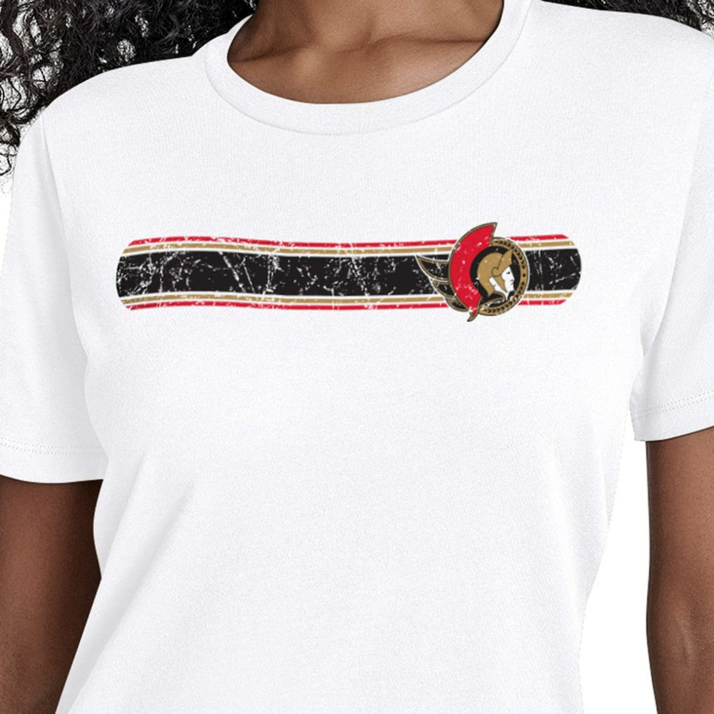 Ottawa Senators Starter Women's Team Stripe T-Shirt - White T-shirts
