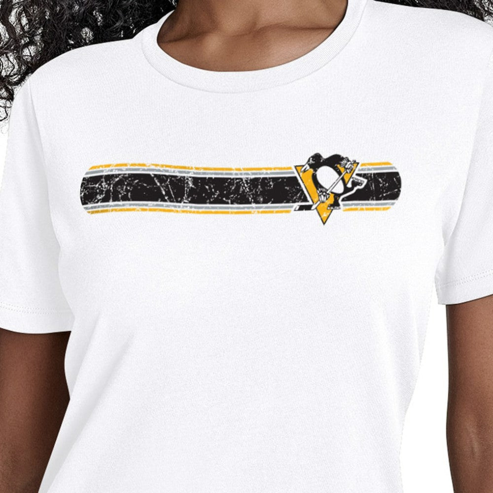Pittsburgh Penguins Starter Women's Team Stripe T-Shirt - White T-shirts