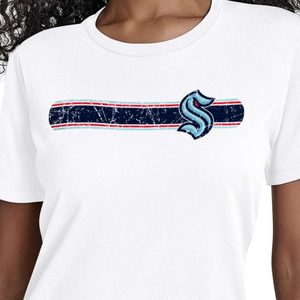 Seattle Kraken Starter Women's Team Stripe T-Shirt - White T-shirts
