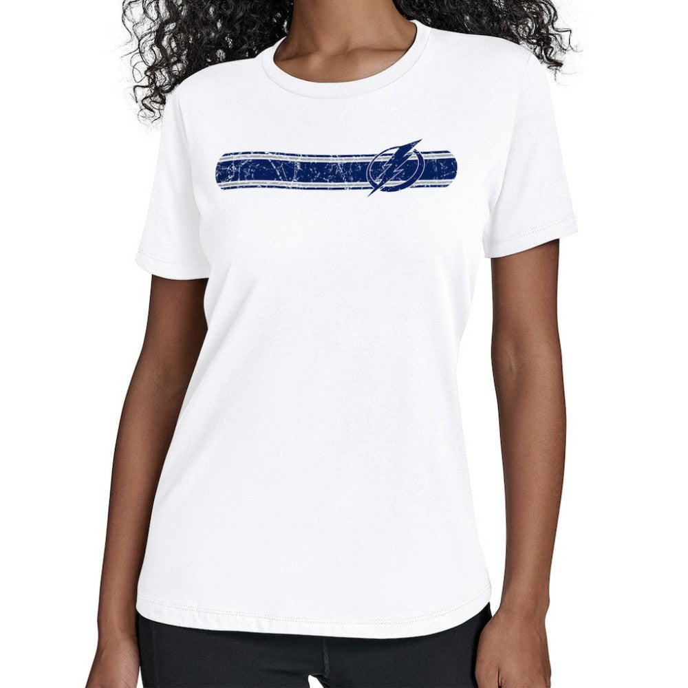 Tampa Bay Lightning Starter Women's Team Stripe T-Shirt - White T-shirts