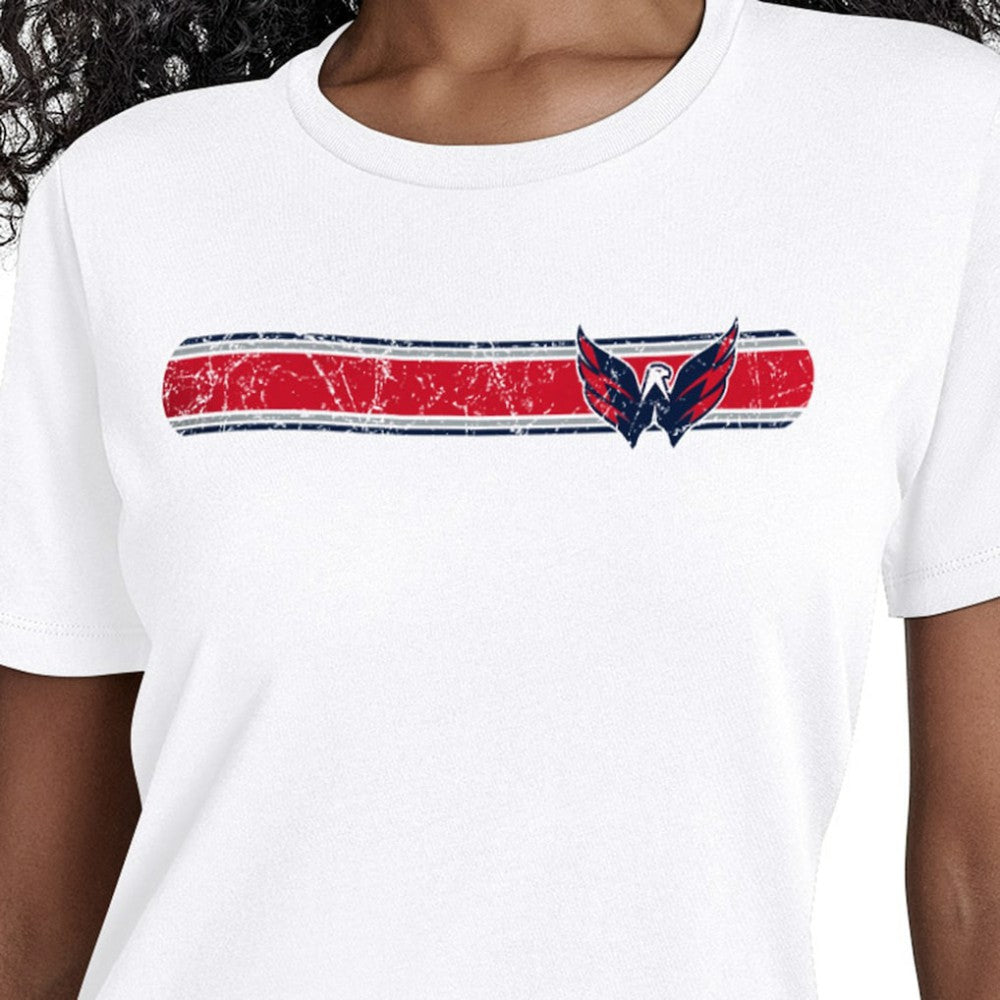 Washington Capitals Starter Women's Team Stripe T-Shirt - White T-shirts