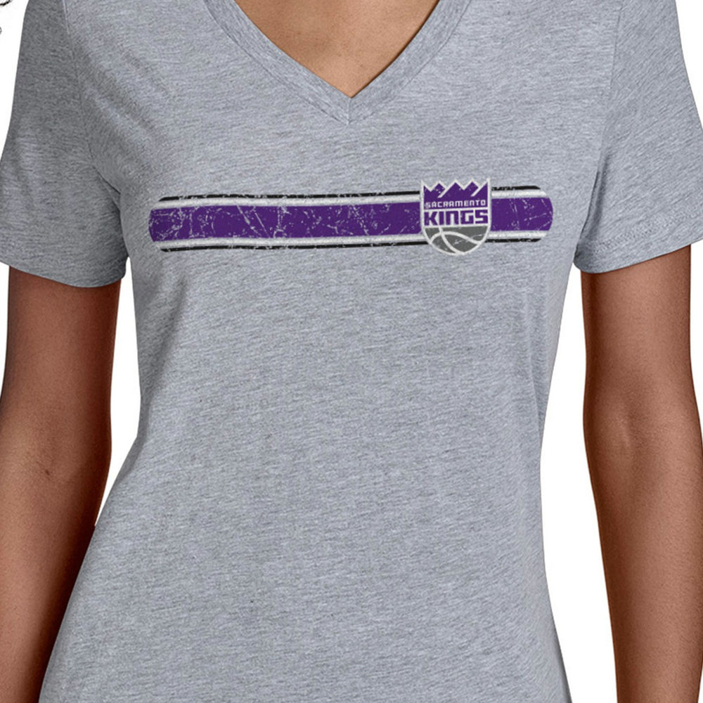 Sacramento Kings Starter Women's Team Stripe V-Neck T-Shirt - Gray discount
