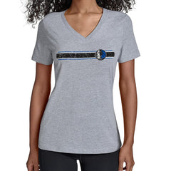 Dallas Mavericks Starter Women's Team Stripe V-Neck T-Shirt sale - Gray for sale