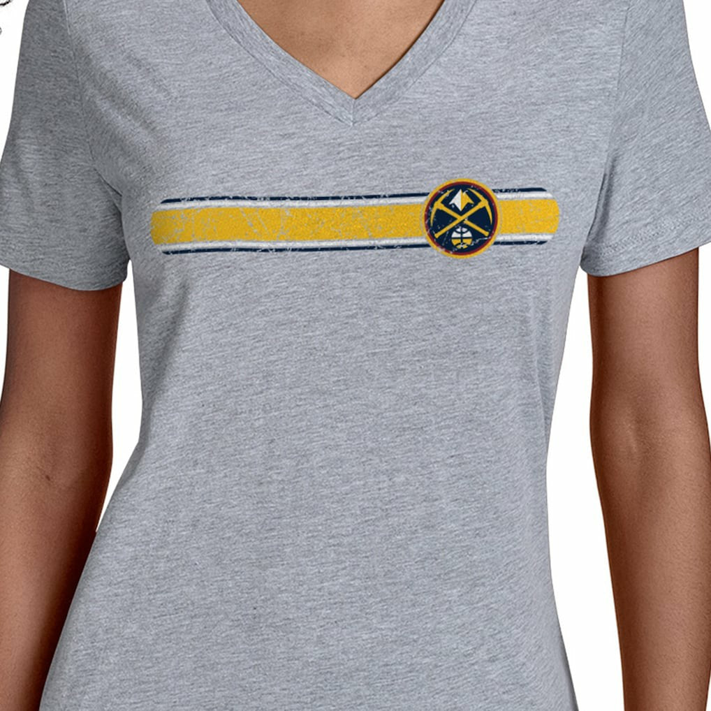Denver Nuggets Starter Women's Team Stripe V-Neck T-Shirt sale - Gray for sale