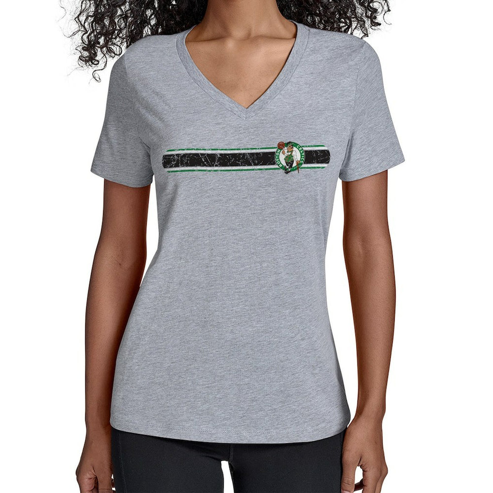 Boston Celtics Starter Women's Team Stripe V-Neck T-Shirt - Gray cheap