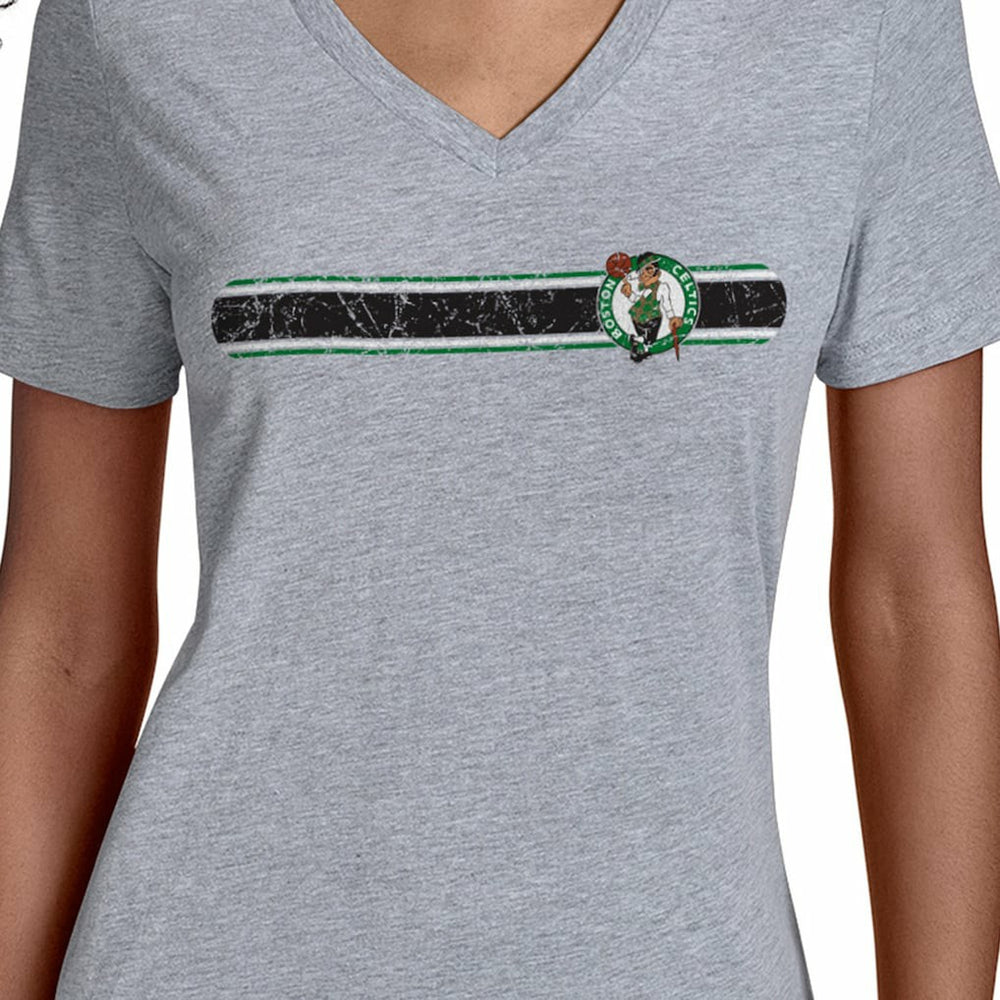 Boston Celtics Starter Women's Team Stripe V-Neck T-Shirt - Gray cheap