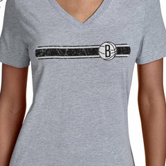 Brooklyn Nets Starter Women's Team Stripe V-Neck T-Shirt - Gray shop
