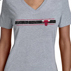 Chicago Bulls Starter Women's Team Stripe V-Neck T-Shirt sale - Gray for sale