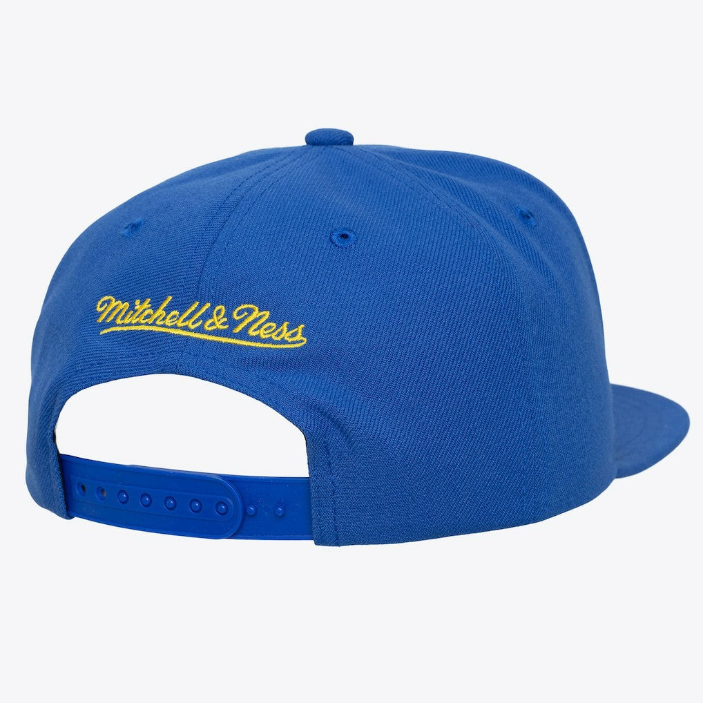 Golden State Warriors Hardwood Classics Old School Stacked Text Snapback Hat sale - Royal sale