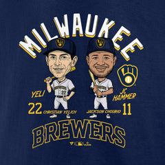 Jackson Chourio & Christian Yelich Milwaukee Brewers Player Duo T-Shirt Navy