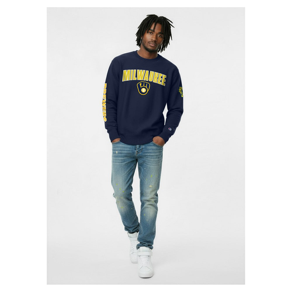 Milwaukee Brewers Champion Reverse Weave Chenille Sweatshirt Navy